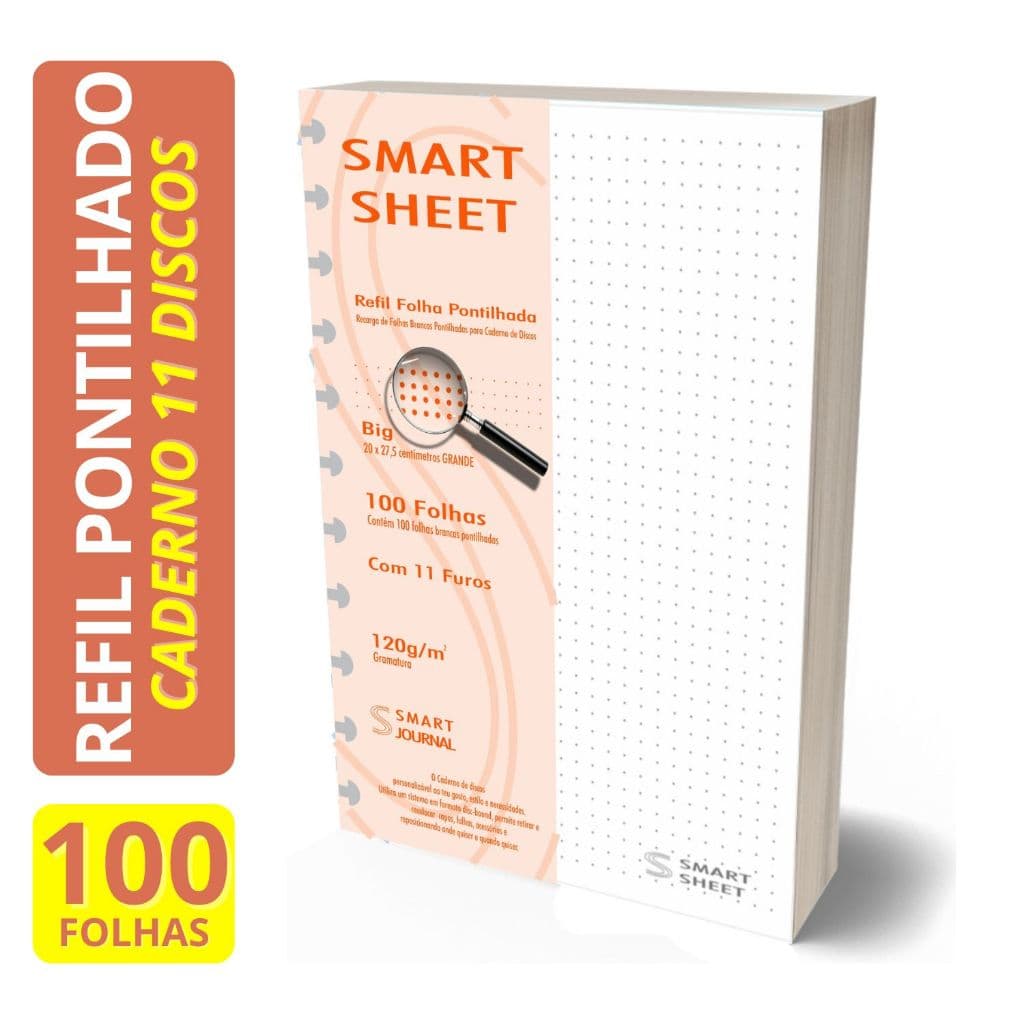 Refil Caderno de Discos 120g 100 Folhas Pontilhado Grande 11 Furos