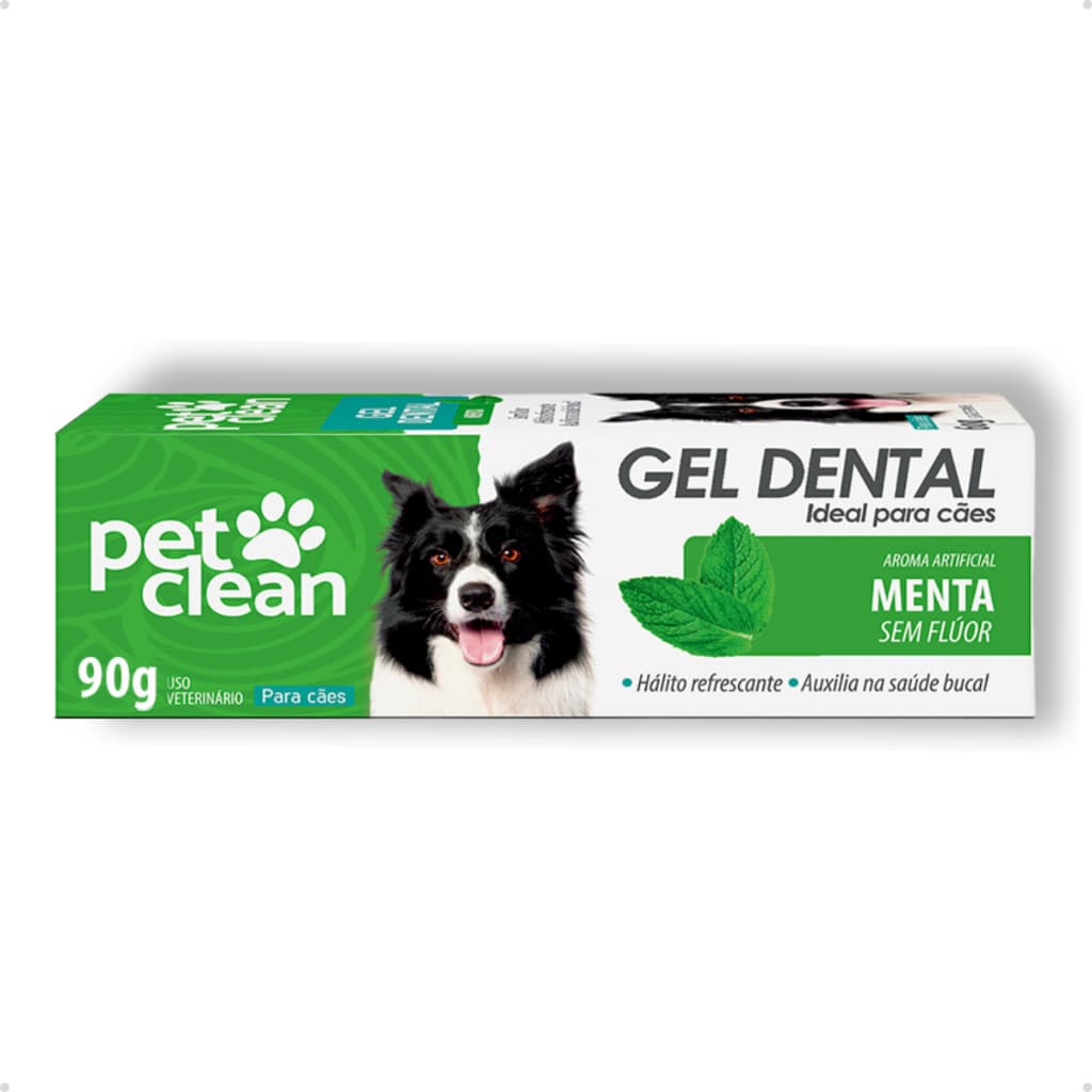 Pasta De Dente Gel Dental Cães e Gatos Mau Hálito Pet Clean 90 Gramas Menta