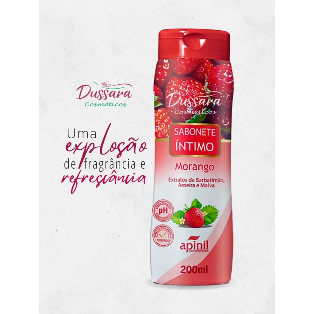 Sabonete Líquido Íntimo Feminino Refrescante Morango 200ml