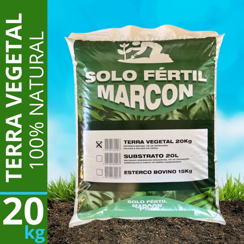 Terra Vegetal Adubada 20kg Orgânica Para Hortas Jardins Vasos Solo Fértil