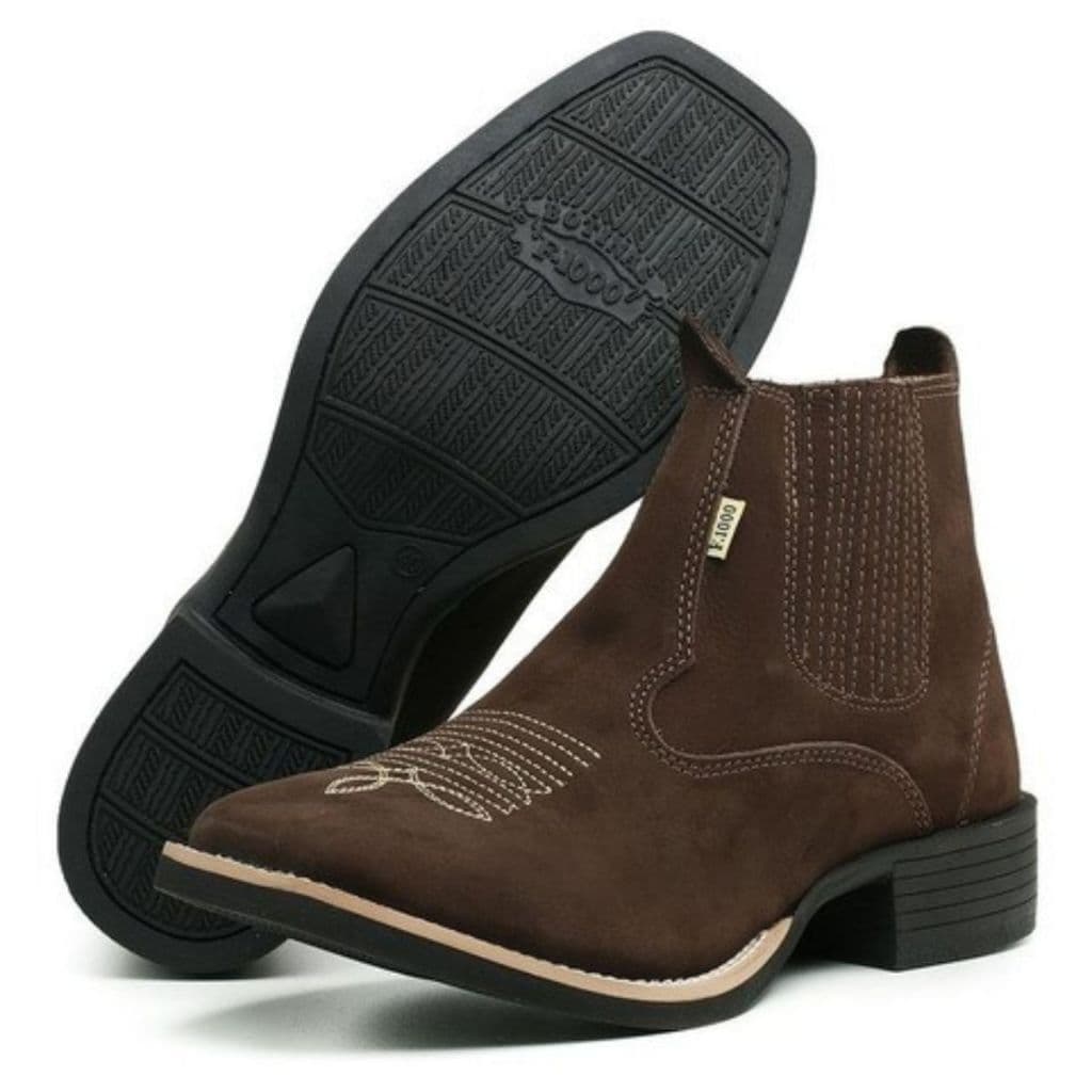 Botina Bota Country Texana Masculina Em Couro Legitimo F1000 Resistente