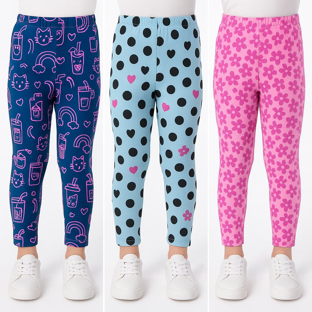 Legging infantil menina calça em cores sortidas kit com 3 peças e unitário.