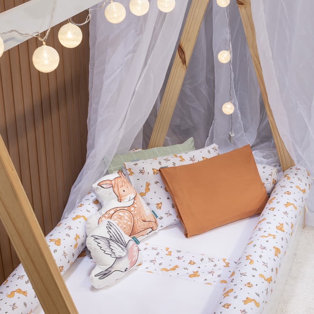 Kit de Cama Montessoriano cama de chão Mini Cama Solteiro Raposa Raposinha