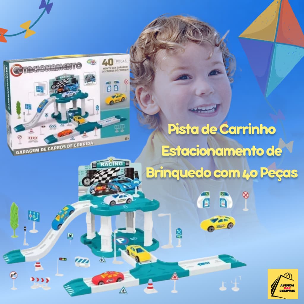 Pista de Carrinho Estacionamento de Brinquedo com 40 Peças