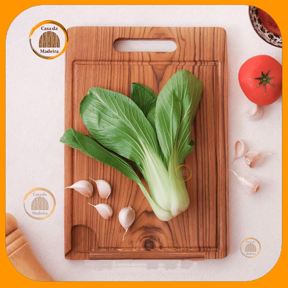 Tábua de Corte Madeira Maciça Madeira Nobre Tábua de Carne Tábua Retangular com Molheira
