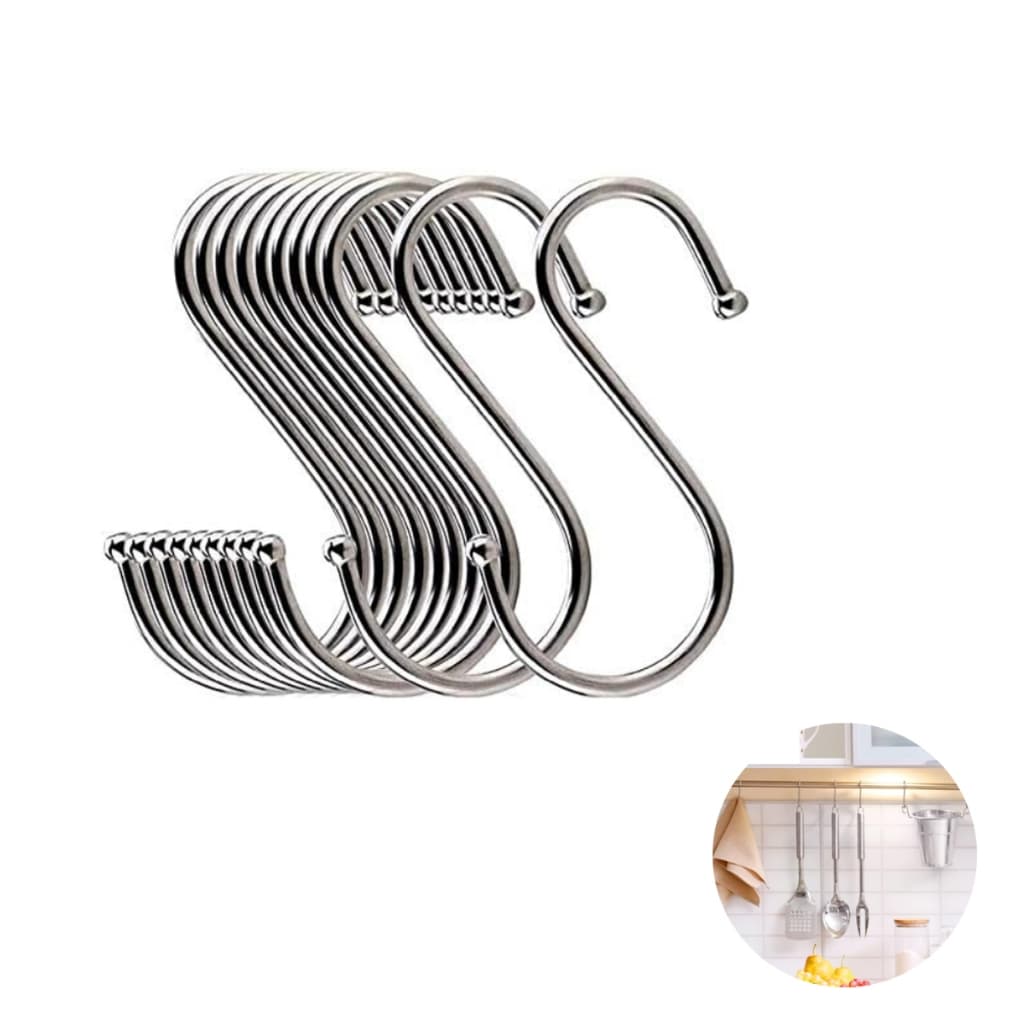 Kit 50 Gancho De Metal Em Forma De S Para Cozinha Oficina