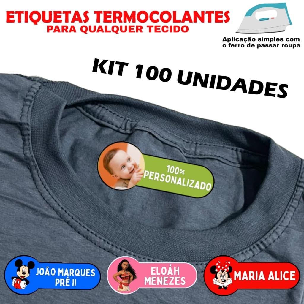 Etiqueta Termocolante Personalizado Escolar Uniforme Com Nome Melhor Qualidade