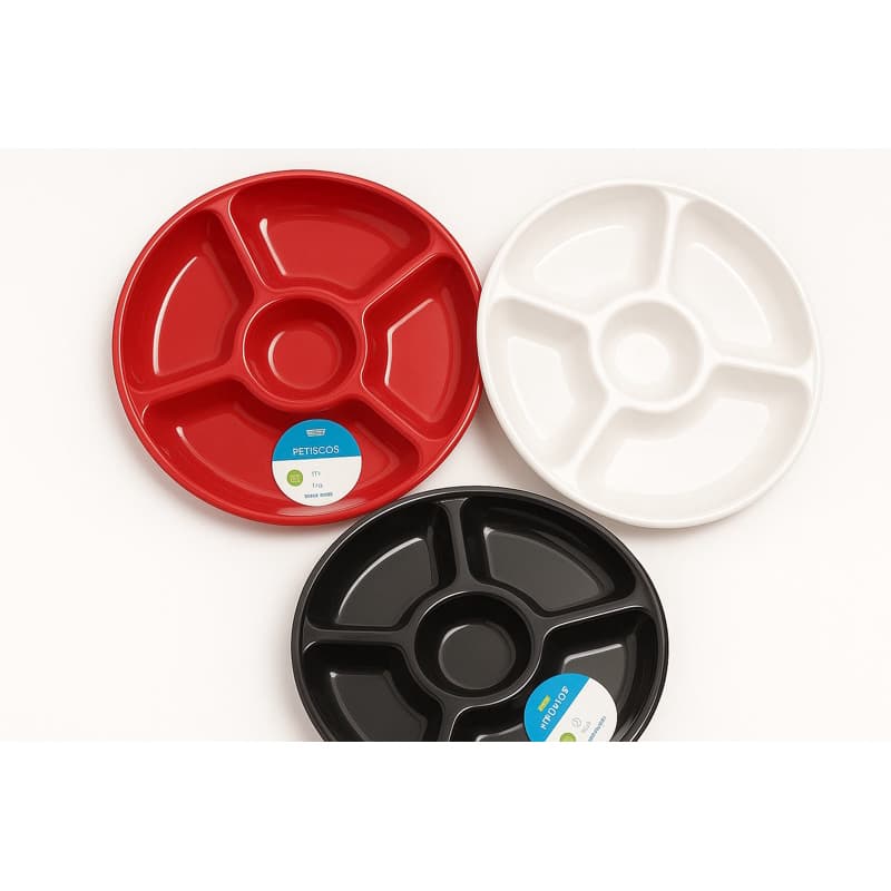 PETISQUEIRA 31cm GRANDE 5 DIVISORIAS BRANCA PRETA VERMELHA RESISTENTE