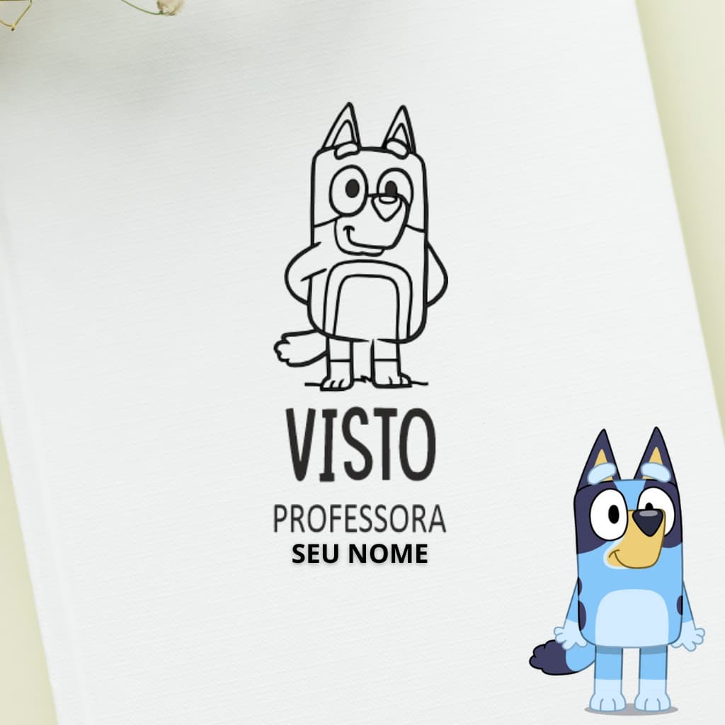 Carimbo Bluey | Carimbo para professores | Carimbo Visto Bluey Personalizado
