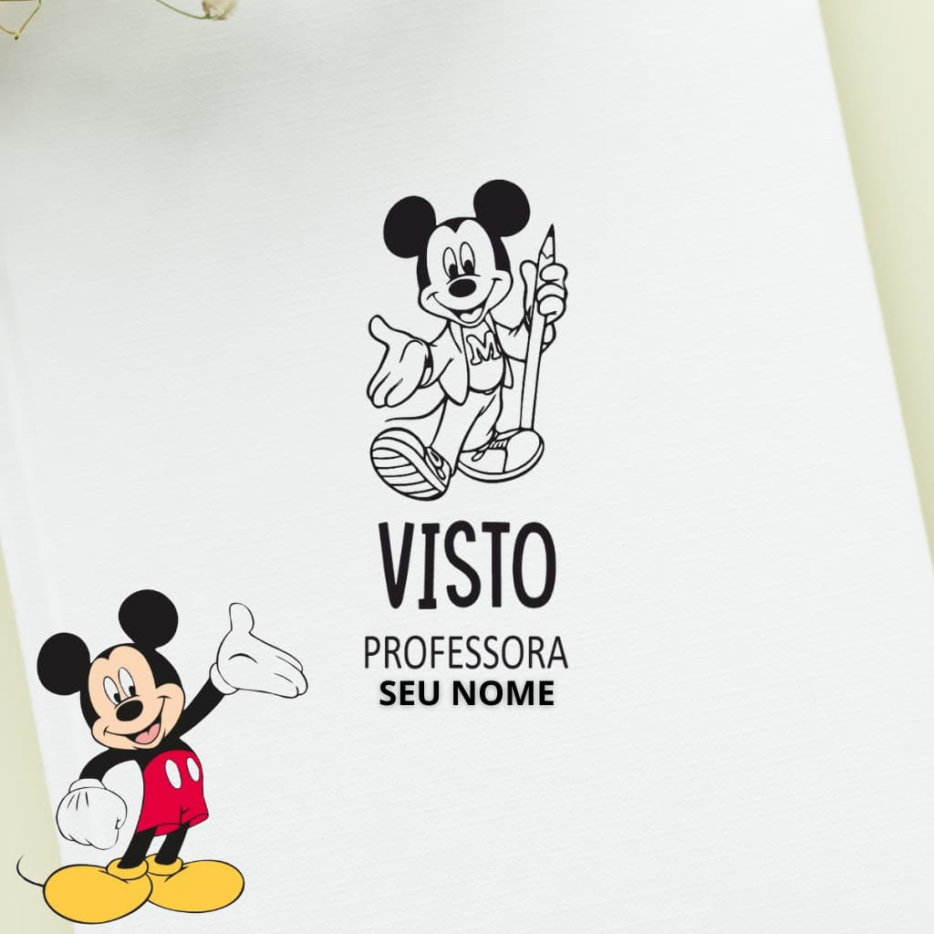 Carimbo Mickey | Carimbo para professores | Carimbo Visto Mickey Personalizado