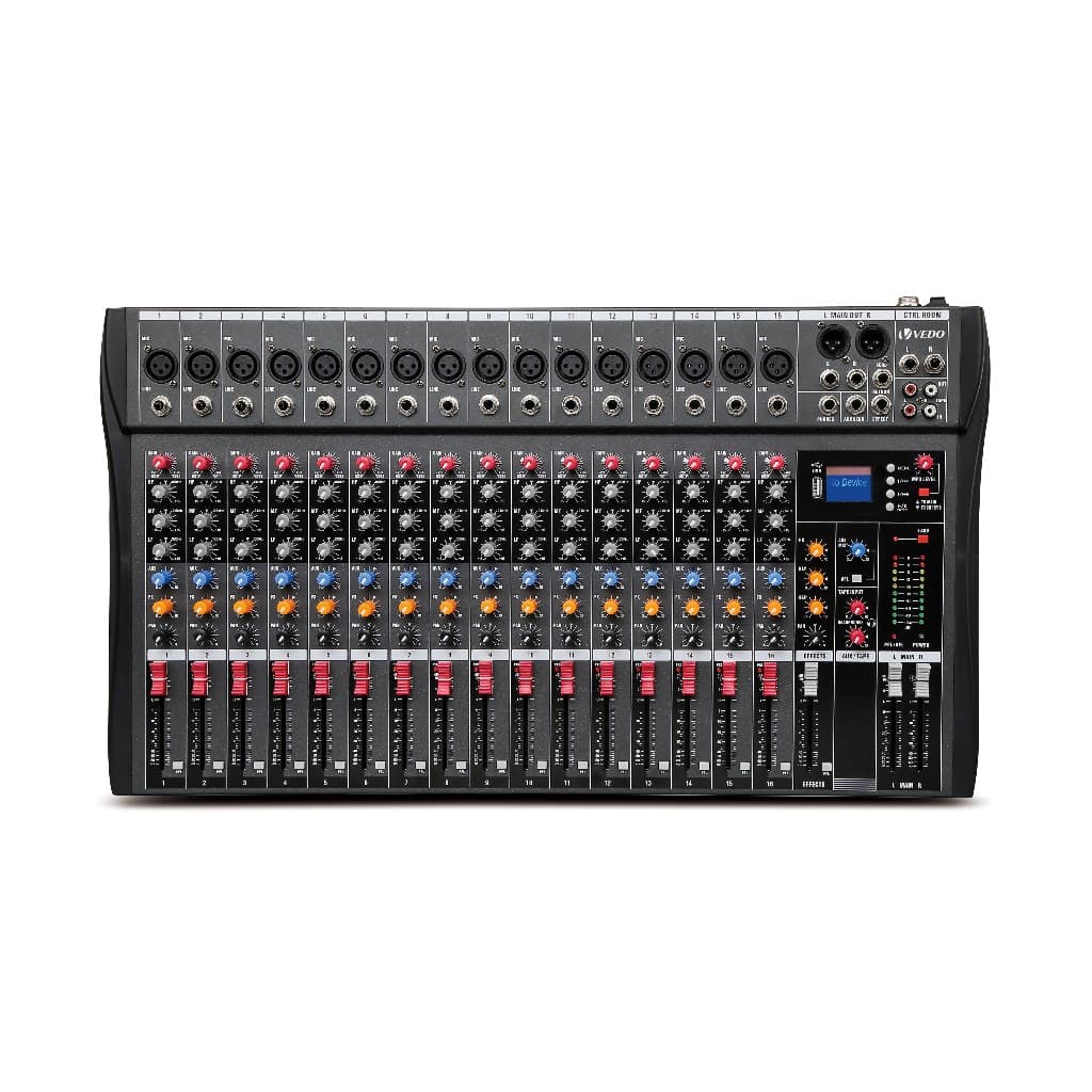 VEDO 16 canais de som de áudio Mixer Digital Console Interface Console de mixagem para DJ Console USB com alimentação