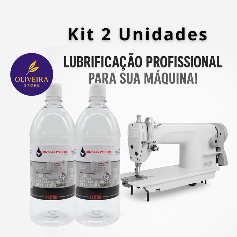 Kit 2 Unidades Óleo Branco Máquina de Costura Industrial e Doméstica 1 Litro Silicones Paulista
