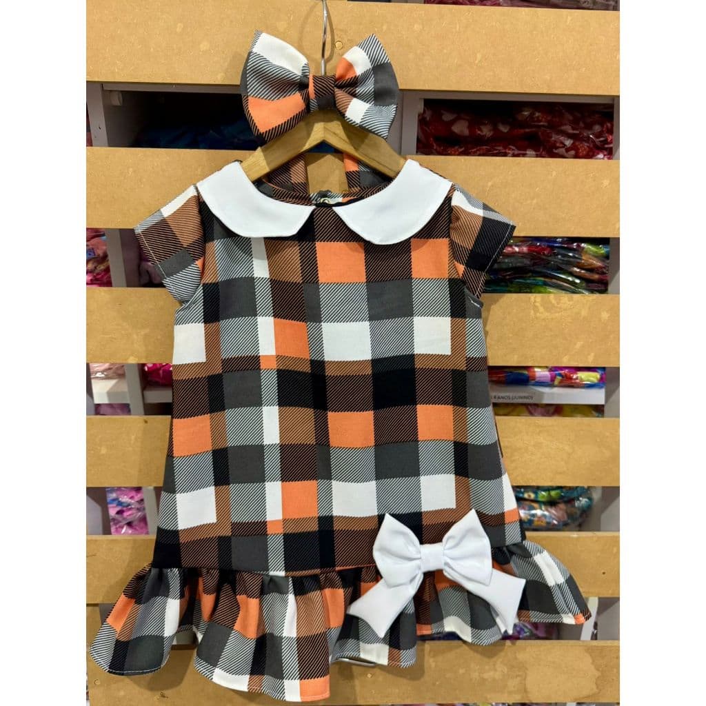 Vestido Batinha Menina Infantil bebe baby ensaio Sao Joao xadrez festa junina quadrilha xadrez