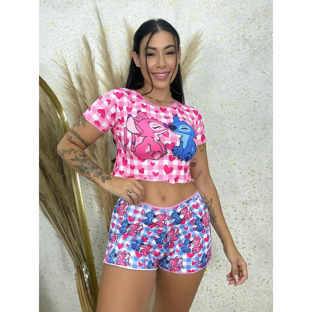 Pijama Baby Doll Ondinha Feminino Adulto – Cropped de Manguinha + Short | Confortável e Estiloso