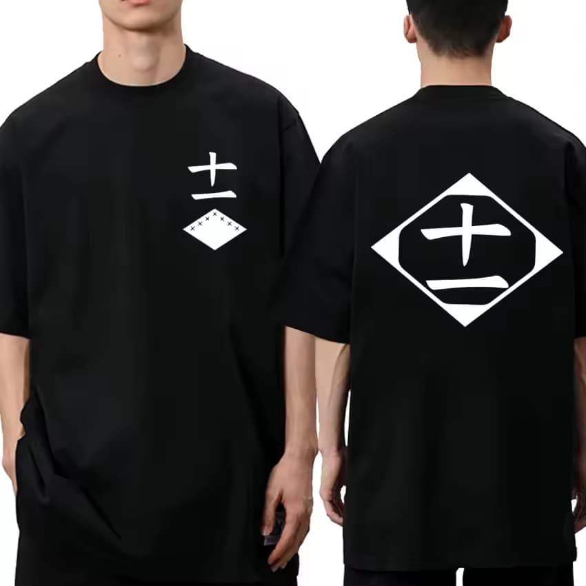 Camiseta Basica e OVERSIZED Zaraki Kenpachi Bleach Aldeia Anime Logo Unissex