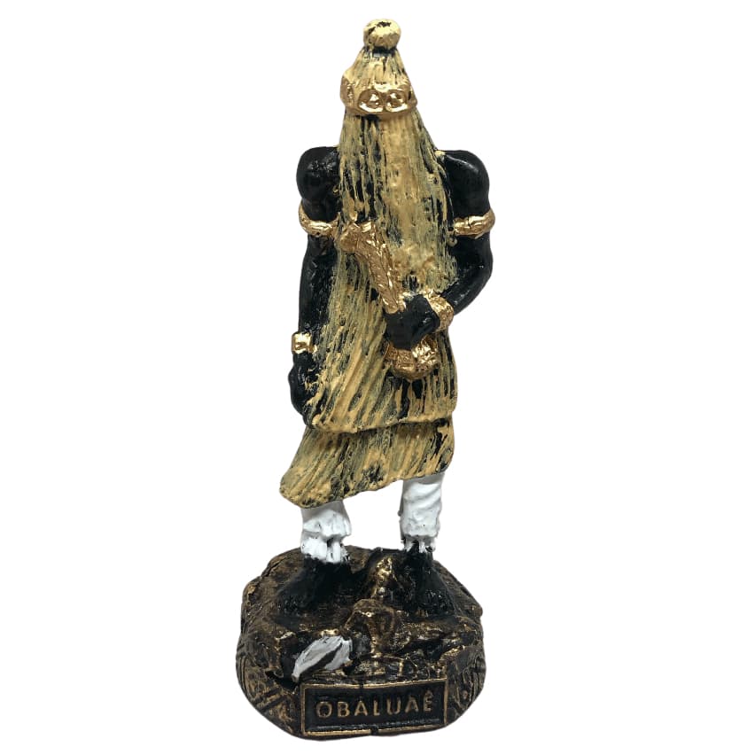Escultura Orixá Obaluaê Imagem Em Resina 15cm Umbanda Candomblé Altar Religioso