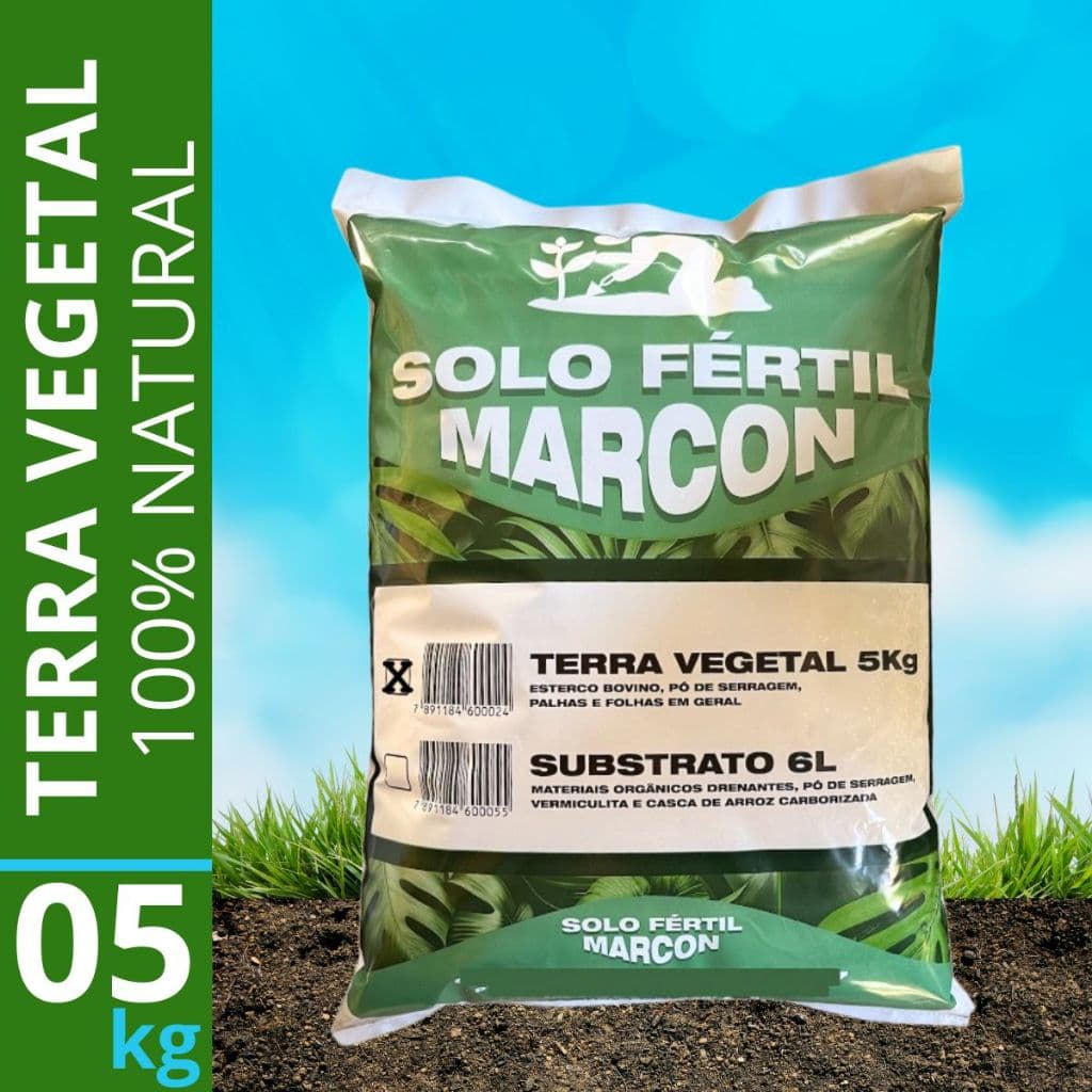Terra Vegetal Adubada 5kg Orgânica Para Hortas Jardins Vasos Solo Fertil