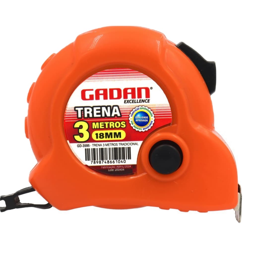 Trena Fita Metrica Metálica 3 Mx19mm Resistente Com Trava