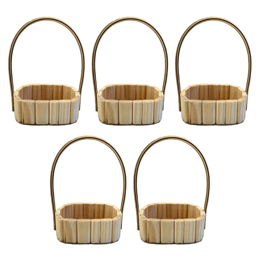 KIT COM 5 UNIDADES DE CESTA FRALDEIRA OVAL, MADEIRA PINUS, ANIVERSÁRIO, PÁSCOA, DIA DAS MÃES, PAIS, NAMORADOS, NATAL
