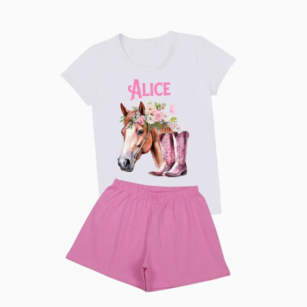Pijama Country personalizado com nome, Pijama cavalo