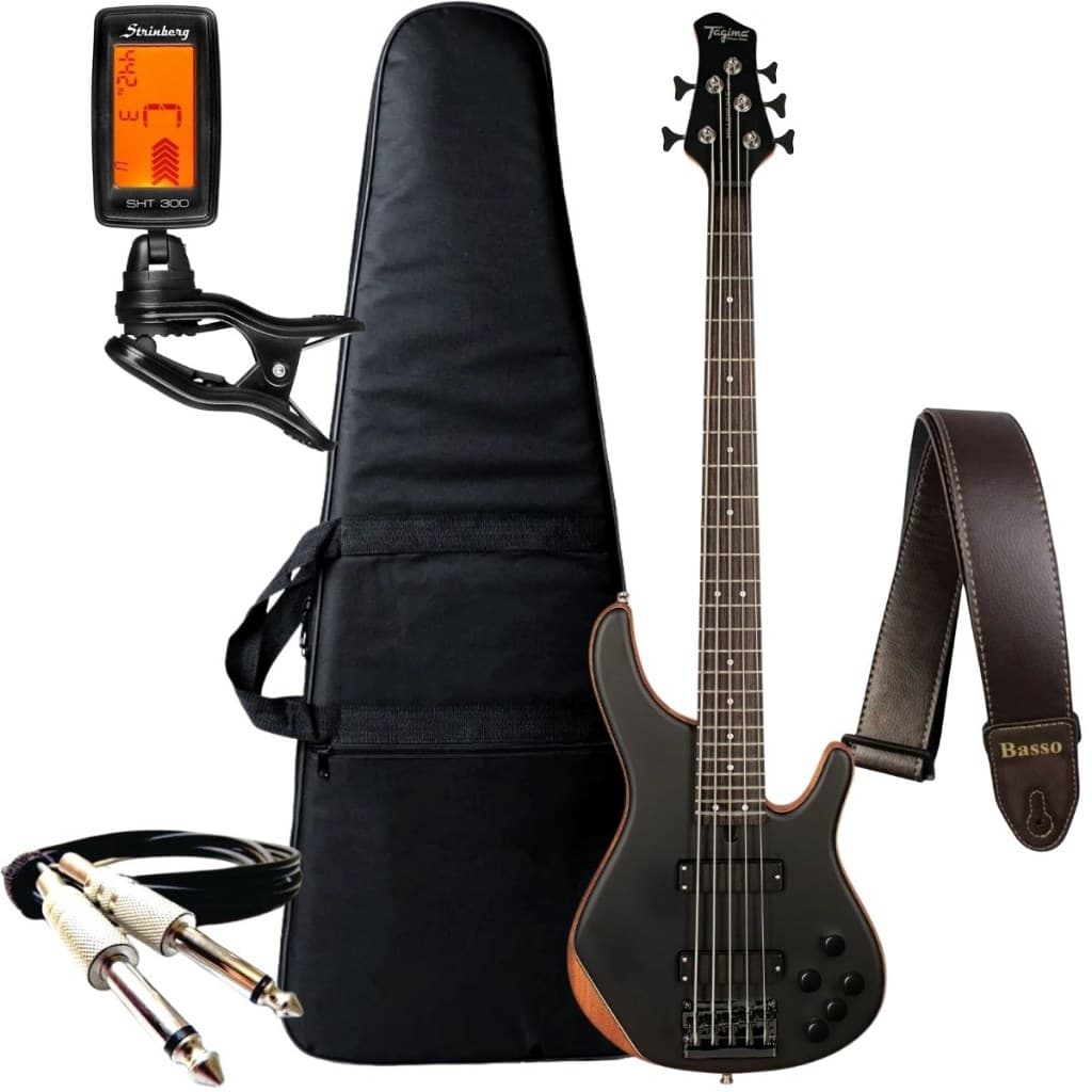 Kit Contra Baixo 5 Cordas Tagima Millenium Top 5 Ativo + Acessórios