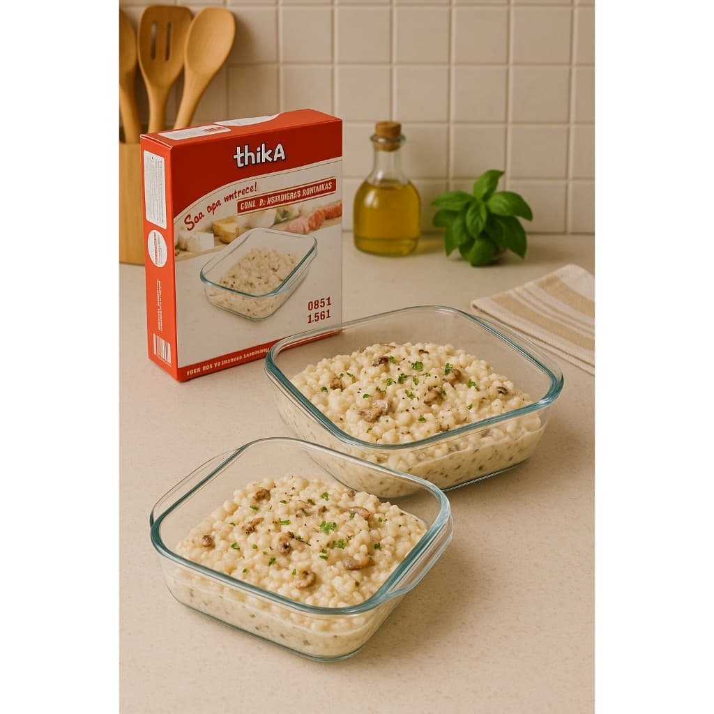 Kit 2 Assadeiras de Vidro Refratário Borossilicato – Forno e Micro-ondas Quadrada Sobremesa