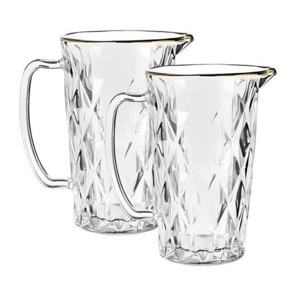 2 Jarras de Suco Vidro Transparente 1L Qualidade Resistente Jarra Diamante Clear