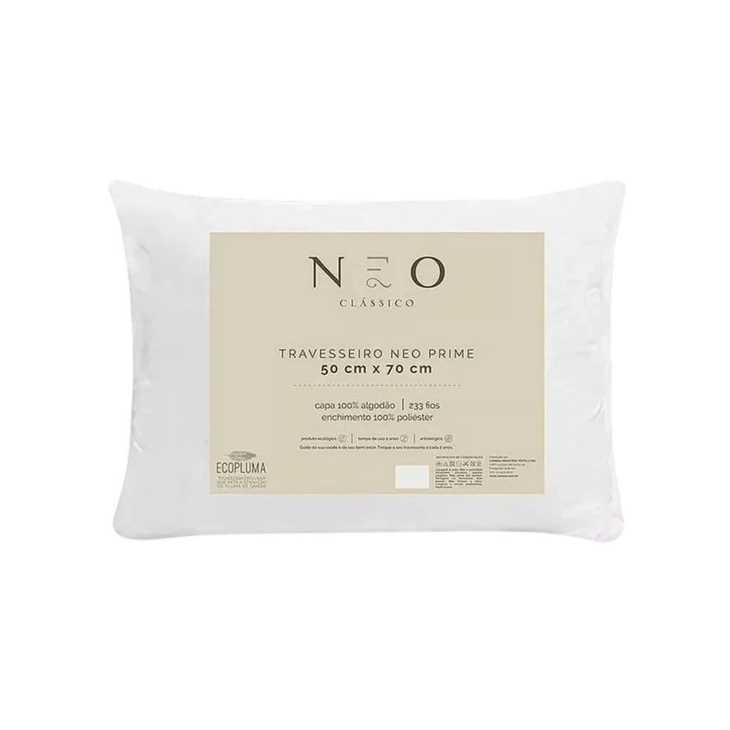Travesseiro Neo Prime Ecopluma 233 Fios 50x70cm – Suporte Mácio - Camesa