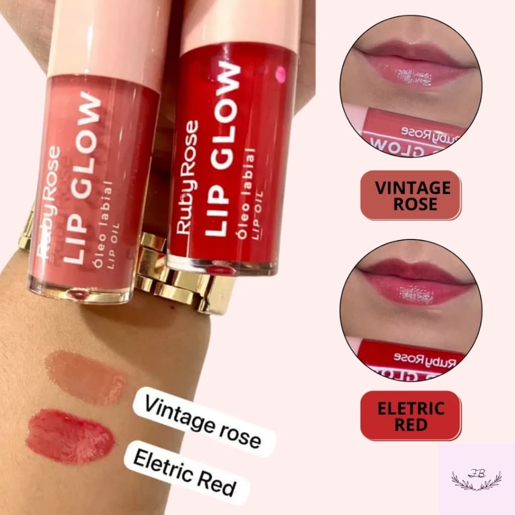 Lip Glow Óleo Labial Ruby Rose Gloss Hidratante 5,5g KIT C/ 2 Unds