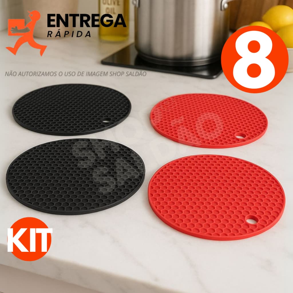 Kit 8 Descanso de Panela de Silicone com 16.5cm Apoio de Panela Protetor de Mesa Escolha seu Kit