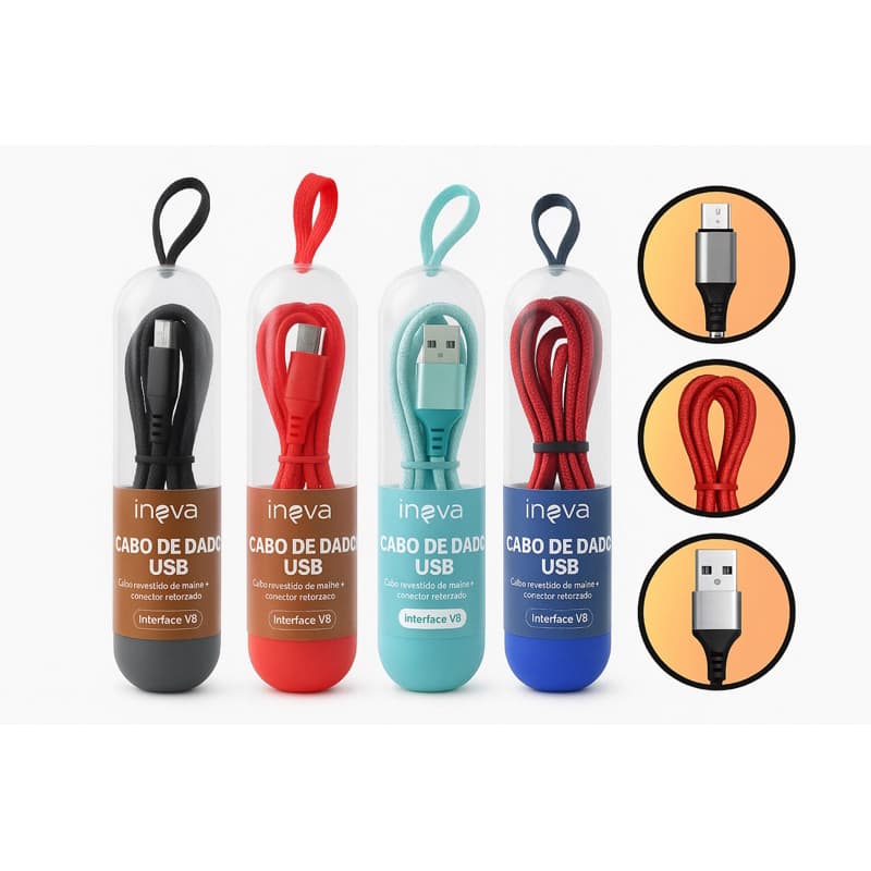10x Cabo V8 Dados Usb Carregador Ultra Rápido 2 metros Resistente Nylon Anti quebra