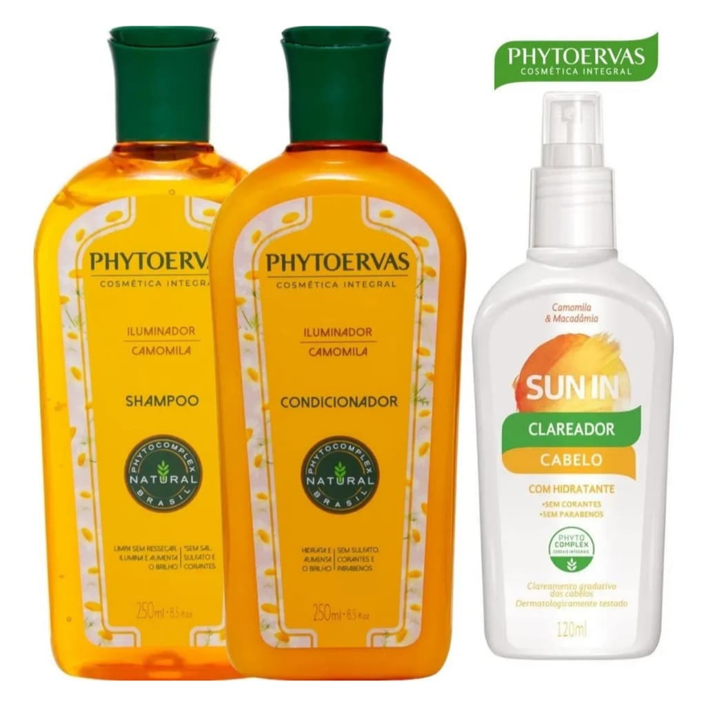 Kit Phytoervas Shampoo Condicionador Camomila E Clareador Sun In 120m