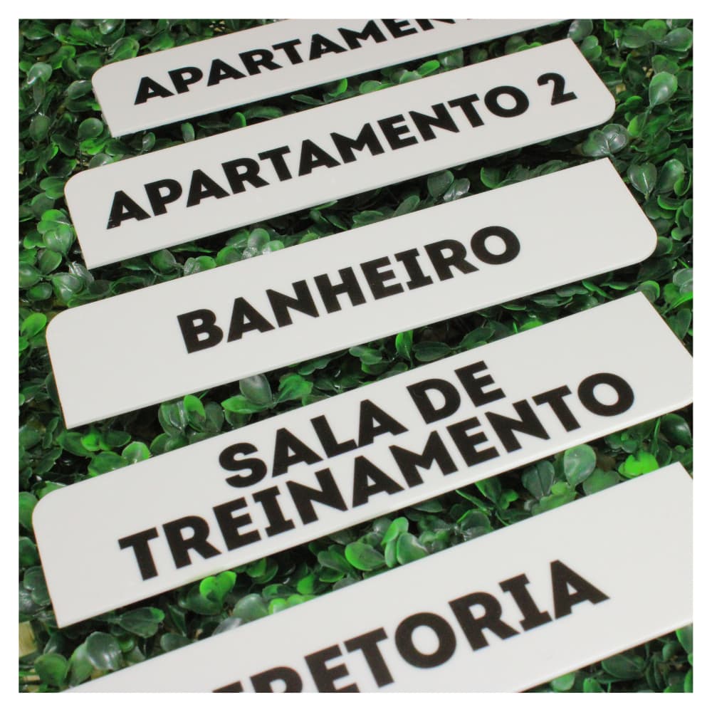 4 Placas de Indicação em Acrílico Personalizadas 5x20cm  (Lojas, Escritórios, Comércios)