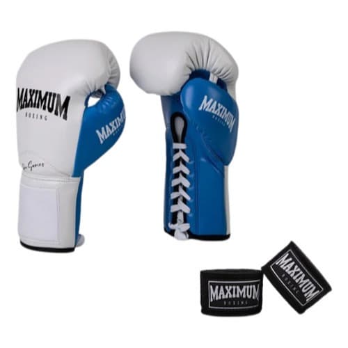 Luva de Boxe Maximum 10OZ Pro Series Azul Cadarço C/ Bandagem 3m Profissional Original Treino Adulto