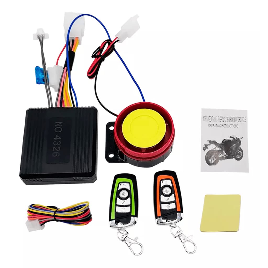 Alarme Moto com Partida Remota, Controle Antifurto com Bloqueio de Motor, Sirene e 2 Controles