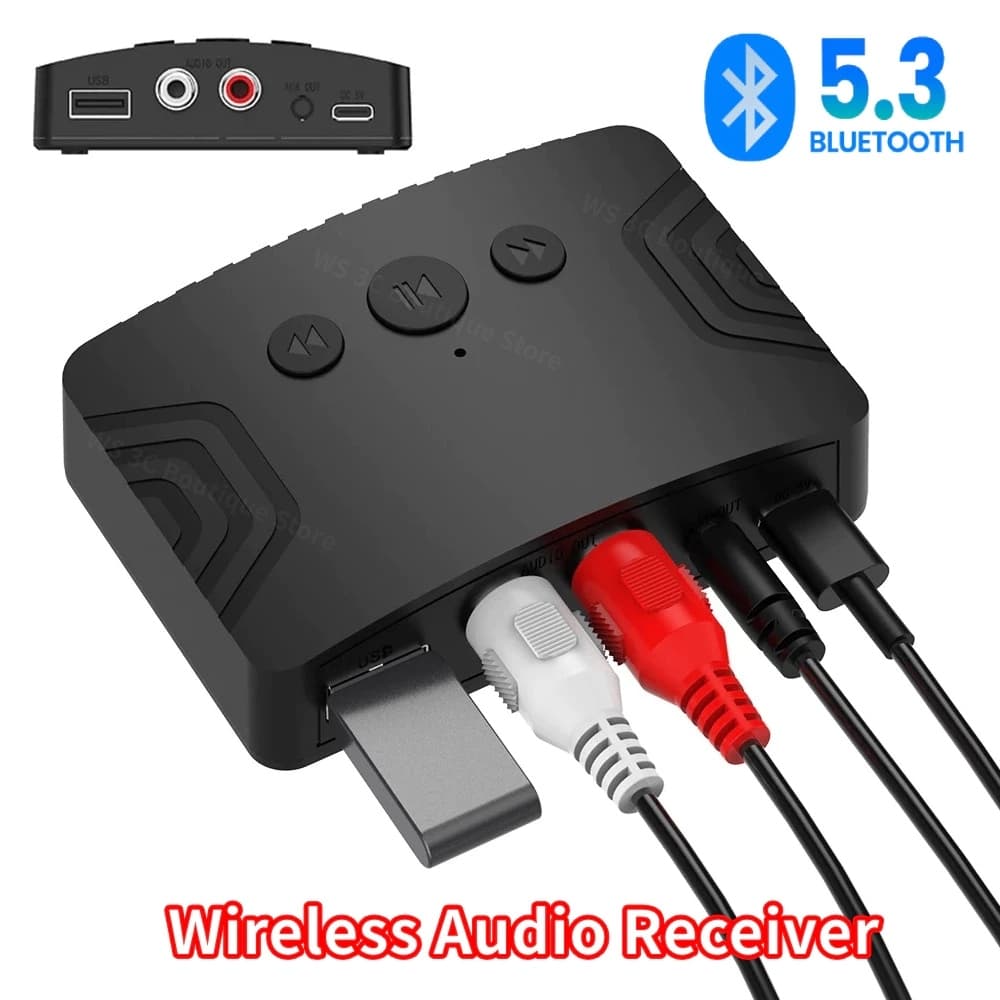 Receptor De Áudio Bluetooth 5.3 AUX RCA USB U Estéreo 3.5mm Sem Fio Para PC TV Carro Kit Amplific