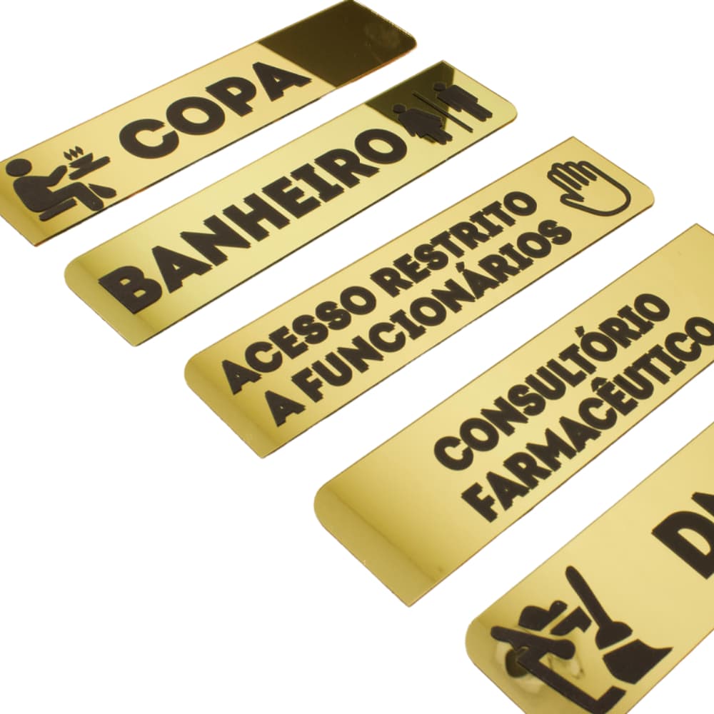 7 Placa Sinalização Porta Parede Acrílico 5x20cm Personalizada (Loja, comércio, restaurante, bar)