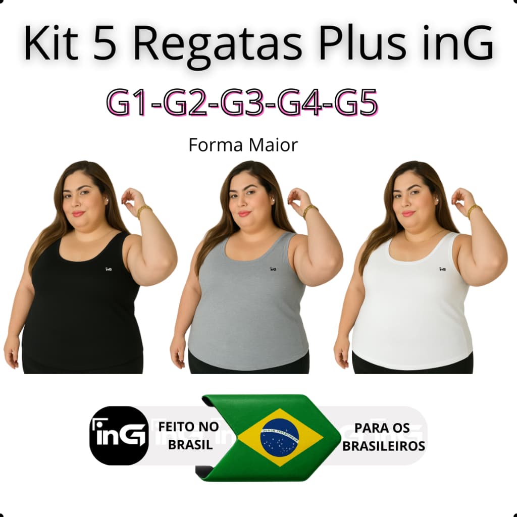 Kit 3 a 5 Regatas Femininas Plus Size Lisa GG ao G5 – Conforto, Estilo e Liberdade em Cada Cor