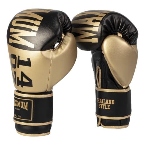 Luva de Boxe Intermediária Maximum Dourada/Preta Original Treino Adulto Conforto e Proteção