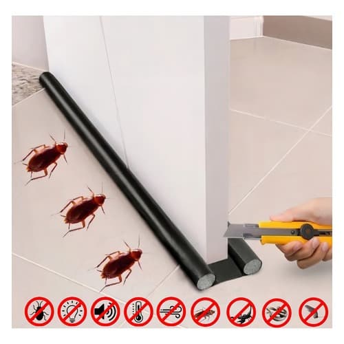 Protetor Veda Porta Rolinho Duplo C/inseto E Pó 95cm Preto