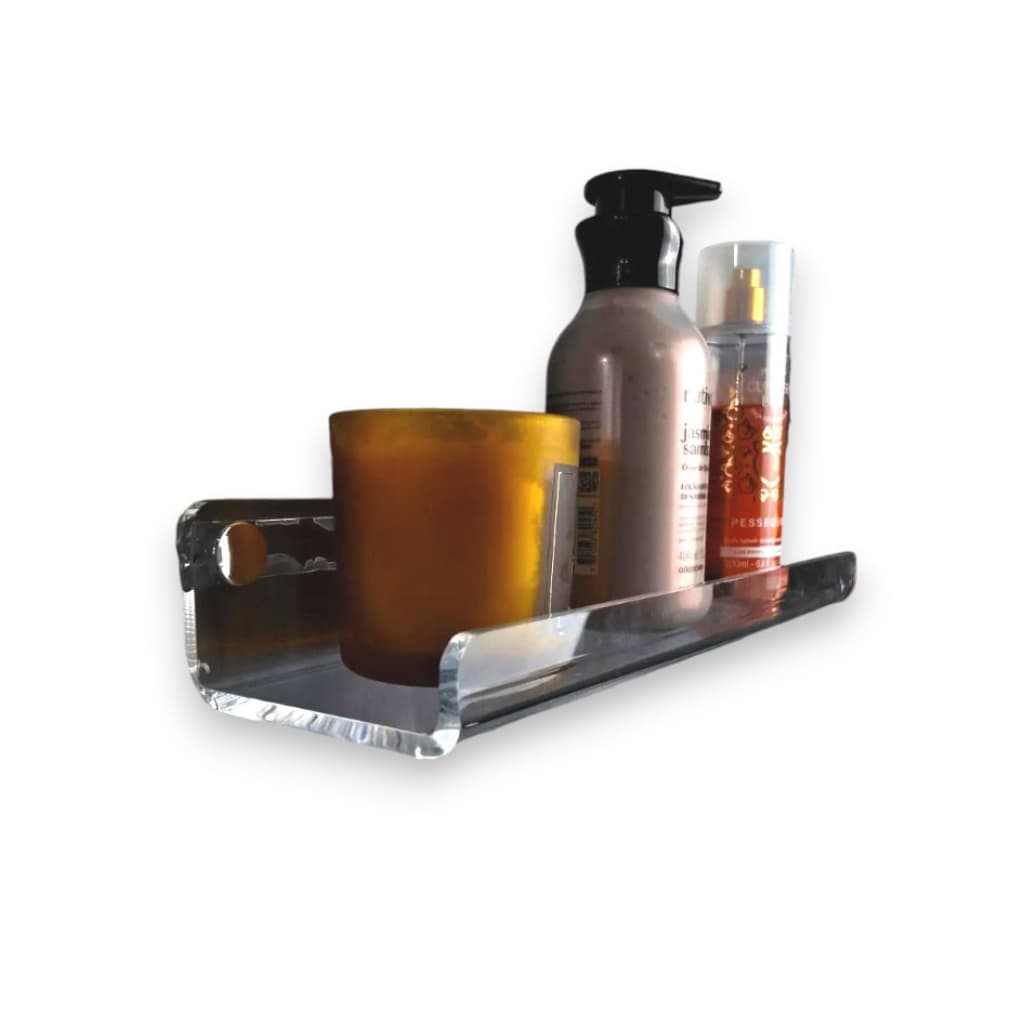 Suporte - Prateleira organizadora em Acrílico Cristal para Shampoo e itens de banho.