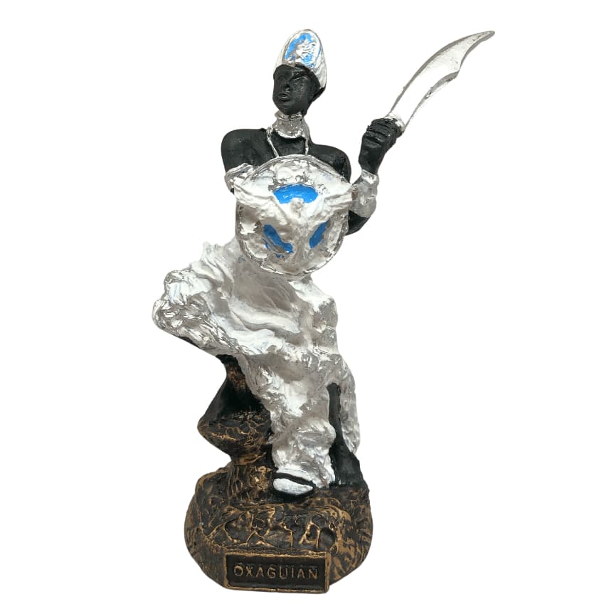 Imagem Orixá Oxaguiã Estatueta Religiosa Resina 15cm Umbanda Candomblé