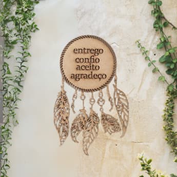 Ho'hoponopono Filtro dos Sonhos - Entrego, Confio, Aceito, Agradeço - Decoração de Ambientes em MDF
