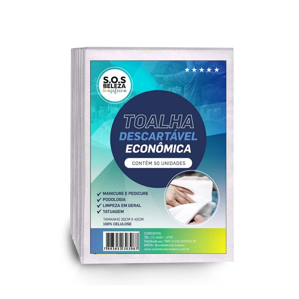 Toalha Descartável Economica 30 X 40 cm Pacote com 50 Unidades