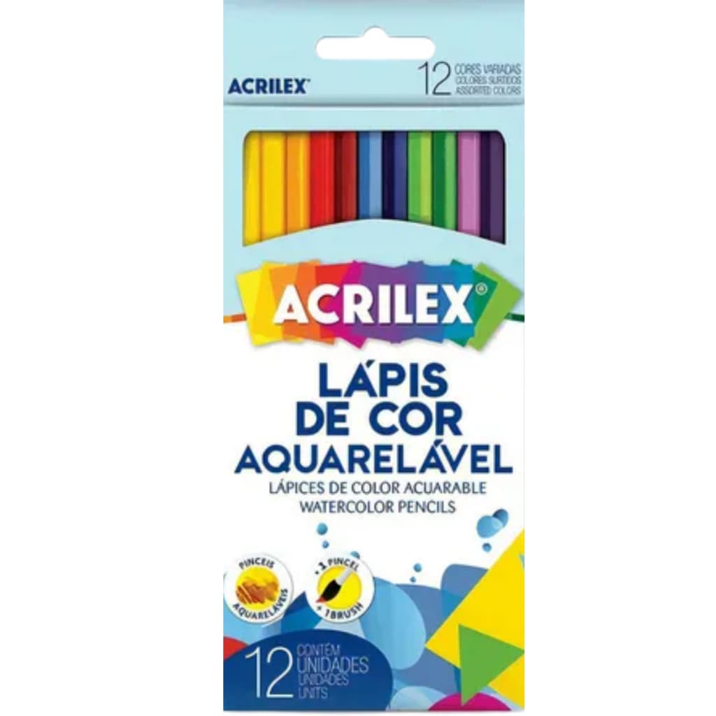 LAPIS DE COR 12 CORES AQUARELAVEL ACRILEX REF 09652