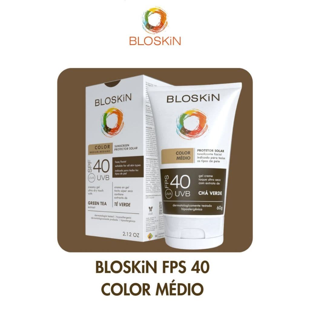 Bloskin Protetor Solar com Cor FPS 40 MÉDIO 60g Alta Proteção