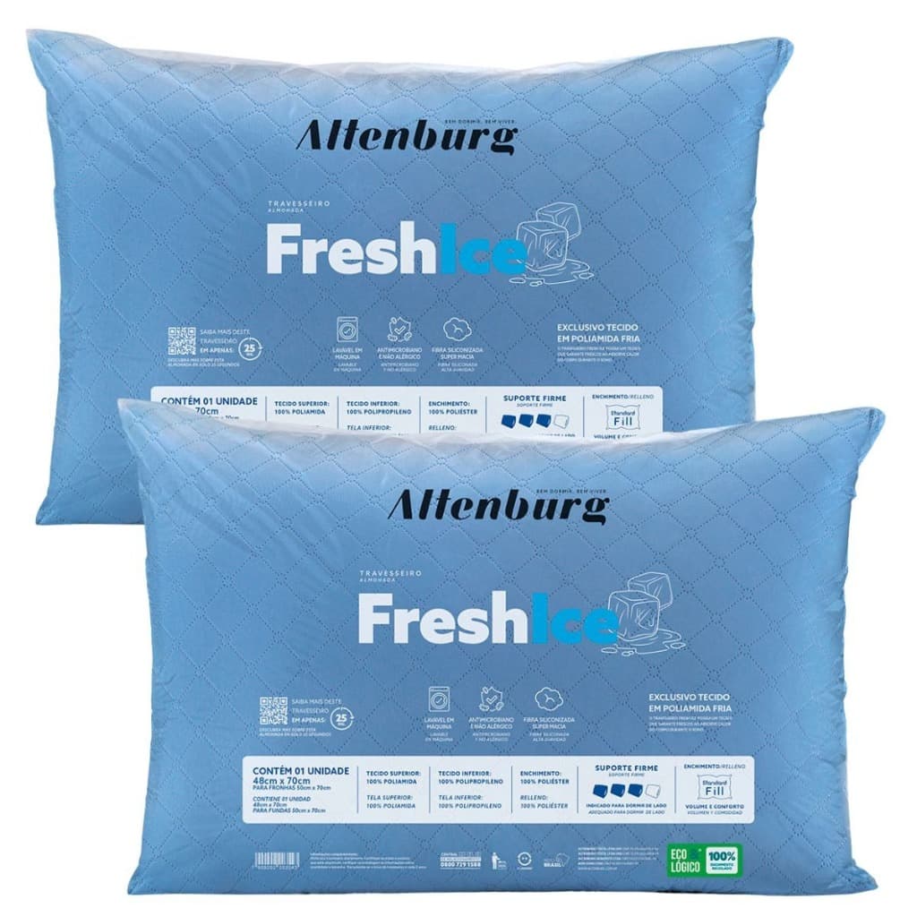 Kit 2 Travesseiros Gelado Altenburg Fresh Ice Suporte Firme 50x70cm
