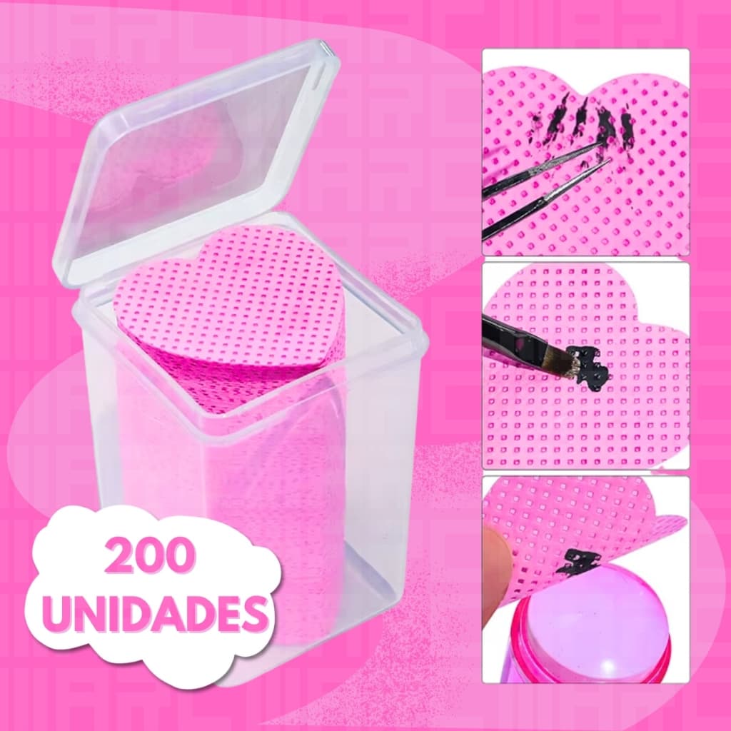Kit Algodao Prensado 200 Unidades Coracao Remocao Esmalte Unha Sem Fiapo Macio Manicure Pedicure
