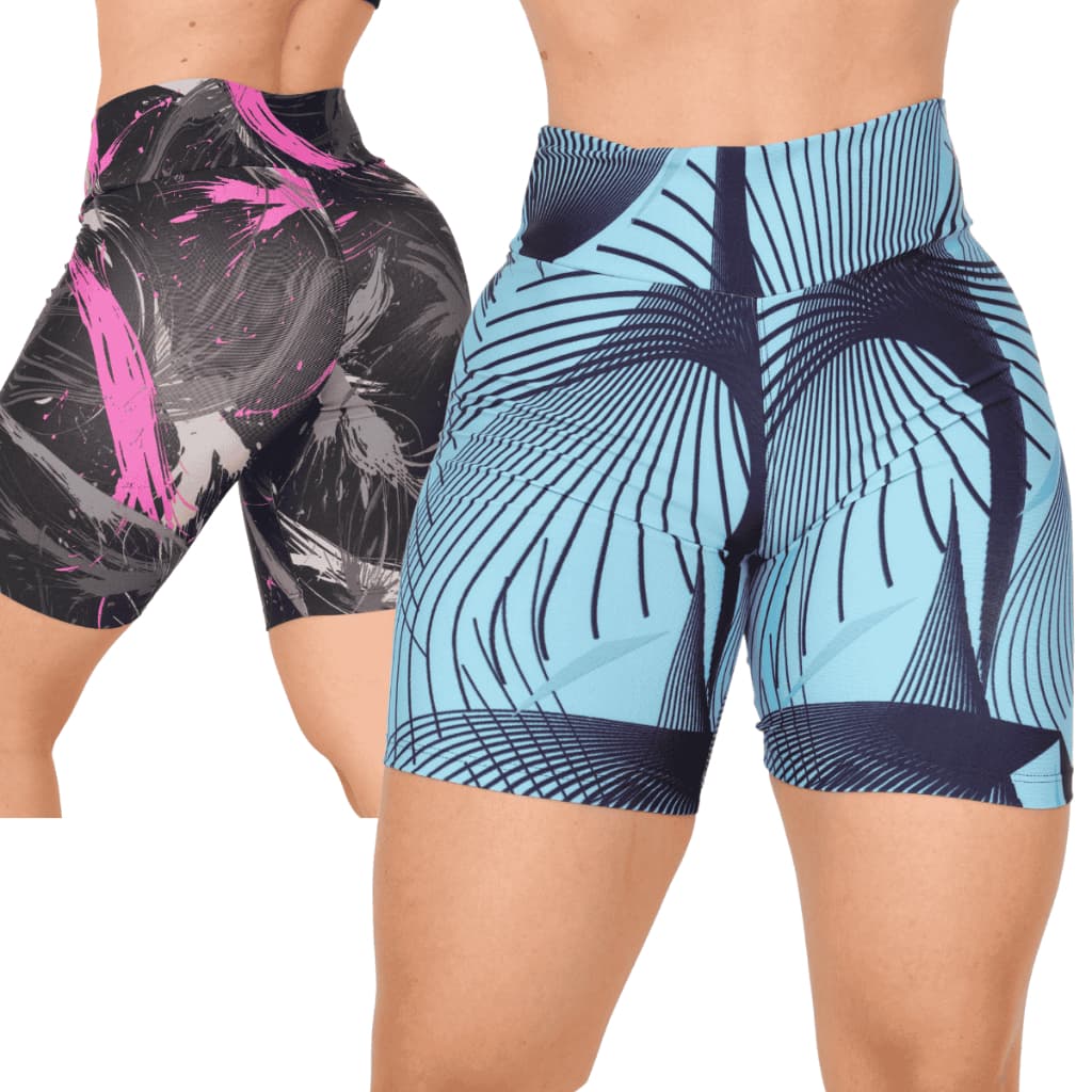 Kit 3 Bermuda Short Feminina Academia Ciclista Caminhada Cintura Alta Feminino Esportivo Fitness