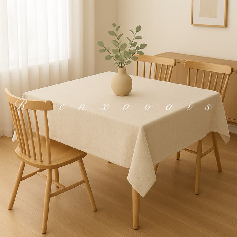 Toalha De Mesa Cozinha 1,40x1,40 Em Linho Voil Flame Luxo 4 Lugares